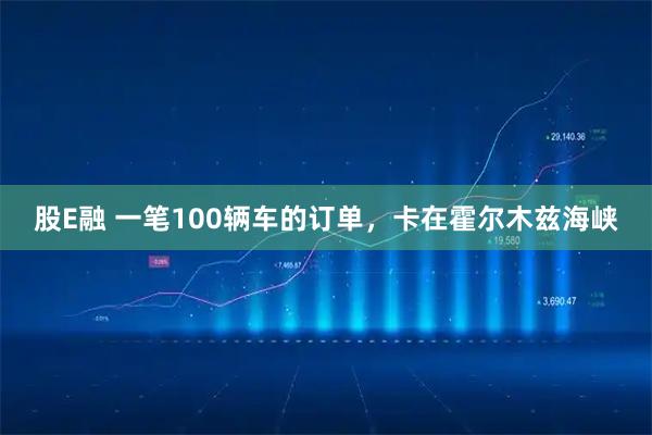 股E融 一笔100辆车的订单，卡在霍尔木兹海峡