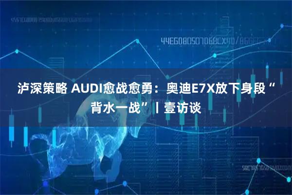 泸深策略 AUDI愈战愈勇：奥迪E7X放下身段“背水一战”丨壹访谈