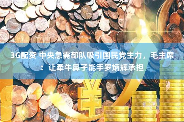 3G配资 中央急需部队吸引国民党主力，毛主席：让牵牛鼻子能手罗炳辉承担